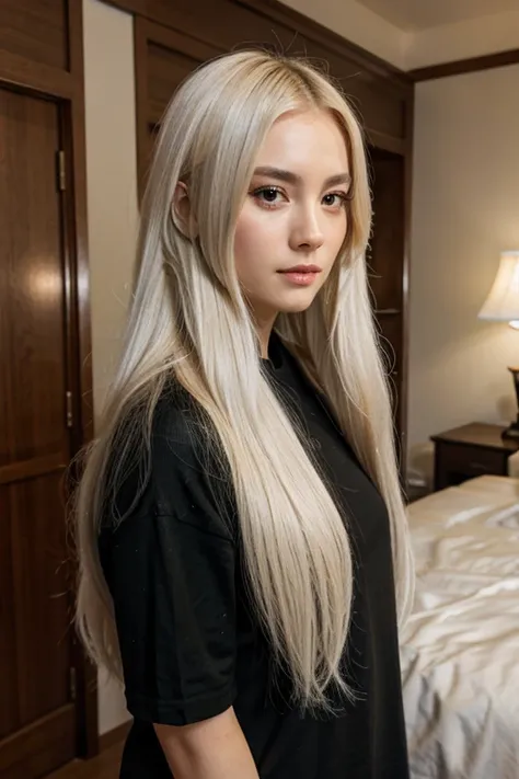 a sexy American-Chinese girl with long white hair