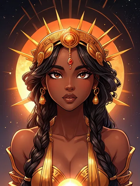 The Goddess of the Sun, dark skinned, full lips