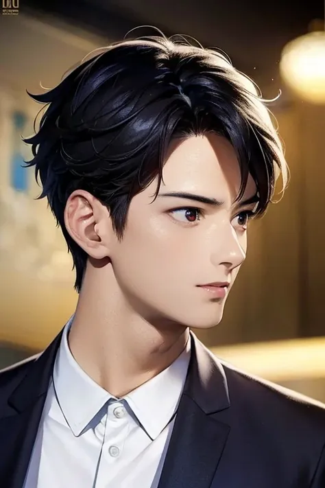 masterpiece, masterpiece_portrait, distinct, distinct_image, high_resolution, highres, high_quality_anime, high_quality, hyper_detail, finely_detailed,4K, men, ChaEunWu, a man in a suit, sky blue suit,