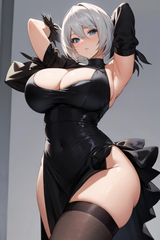 2B, big breasts, sexy pose , sexy dress