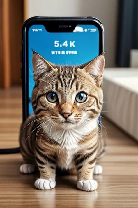 crie uma imagem para walppaper para smartphone de gatinho fofinho em 4k