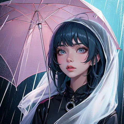 ghost phonk cover girl in the rain portrait