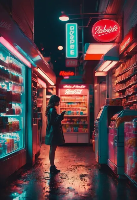 midnight convenience store, best quality, masterpiece, very aesthetic, perfect composition, intricate details, ultra-detailed, by Brandon Woelfel