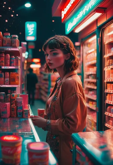 midnight convenience store, best quality, masterpiece, very aesthetic, perfect composition, intricate details, ultra-detailed, by Brandon Woelfel