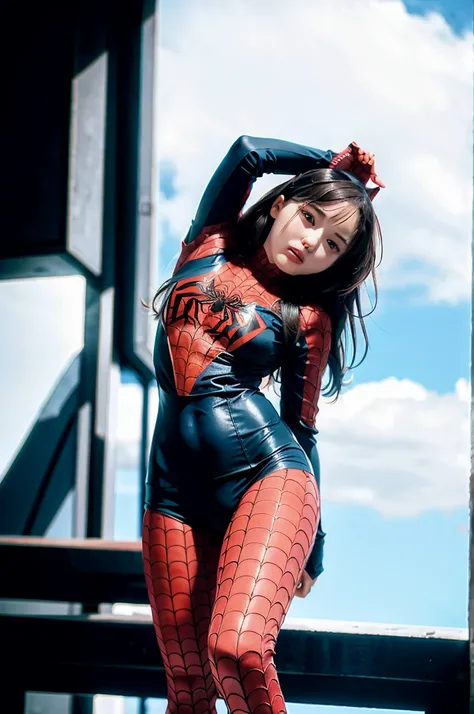 (masterpiece), best quality, perfect face,1girl, the Spiderman armor suit, 