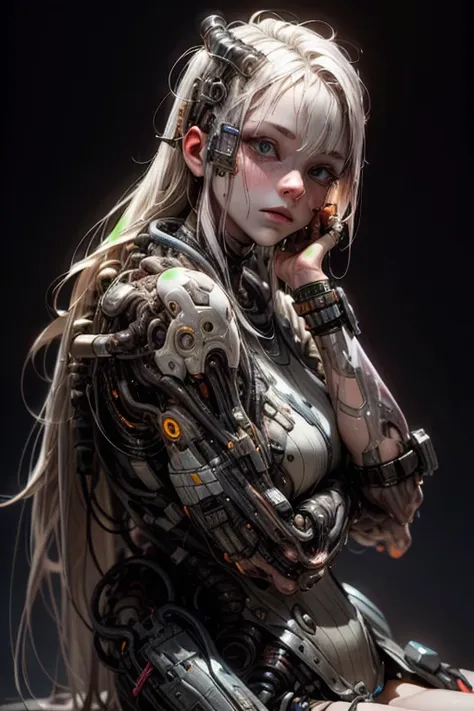 (biopunk girl:1.6), mullet hairstyle, (glowing eyes:0.8), (translucent pale skin:1.4), no humans, beautiful eyes with fine symme...