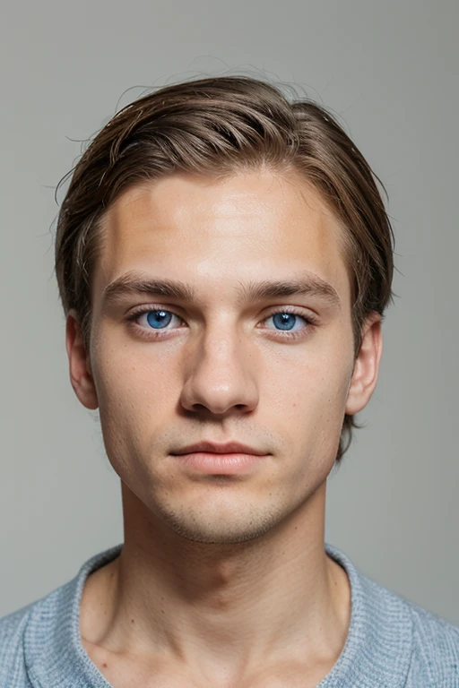 young man white skin blue eyes headshot