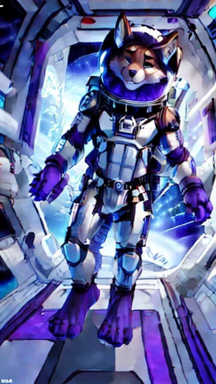 (((snowpride brown fur and purple hands and feet, and the background is him floating in outer space wearing an astronaut costume better colorful space background ))) , day, sexy, sensual, detailed, uploaded to e621, beautiful and detailed portrait of an an...