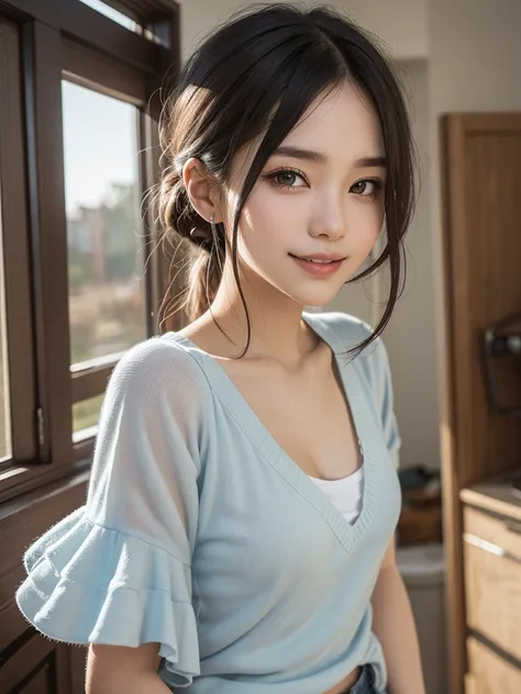 (closed:1.3),((Highest image quality, 8K,32K,Masterpiece,masterpiece: 1.2),Raw photo,(real:1.4)),_Breaking(1Girl:1.2),professional lighting,24-years-old、Beauty, beautiful, Golden Ratio Face,fine skin,beautiful肌,,double,beautiful目,delicate eyes、(smile,Happy...