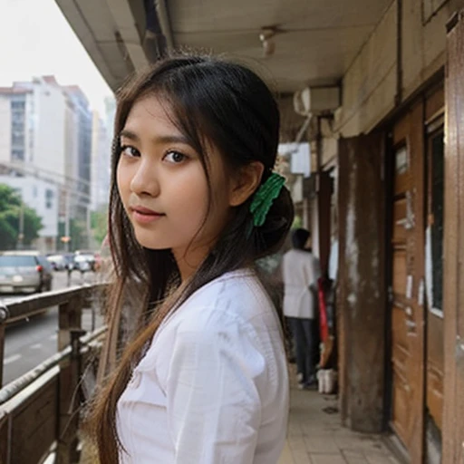 20 years old burmese girl at the cityThe hair is knotted.