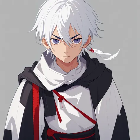 Male, Kid, close up, Serious, assassin, empty eyes, White hair