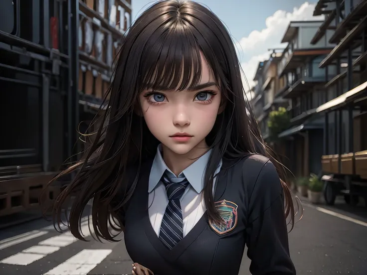 best quality,highres,ultra-detailed,(realistic:1.37),sharp focus,girl in motion blur,evading bullets,beautiful detailed eyes,beautiful detailed lips,longeyelashes,dodging bullets,fast-paced action,dynamic composition,action-packed scene,blurred background,...