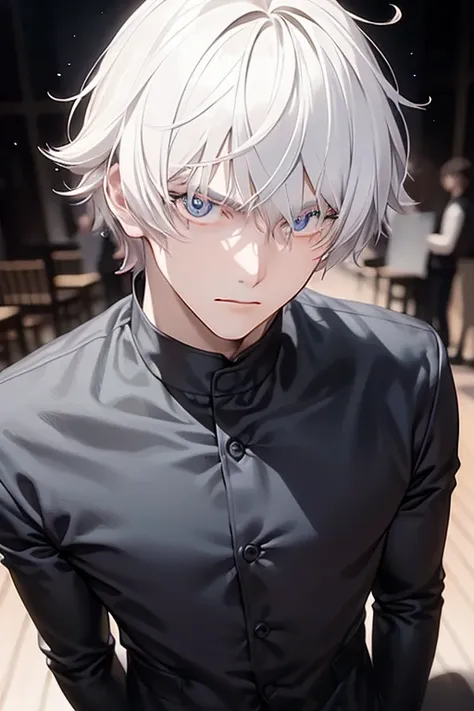 masterpiece, 8k, ((shadow and light effects)), anime boy in tie and jacket, smooth anime cg art, tall anime man with silver eyes...