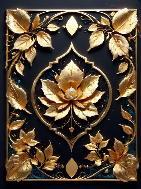 (Gold Leaf Art:1.5), Imagine an exquisite scene featuring a golden, glowing Ace poker card center stage, Its encapsulated by a series of glowing, square-shaped, golden frames, each radiating with a soft luster, This array of frames creates a rich, concentr...