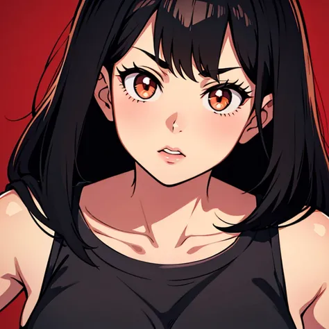 Girl with straight black hair with big brown eyes in Boku no hero academia 