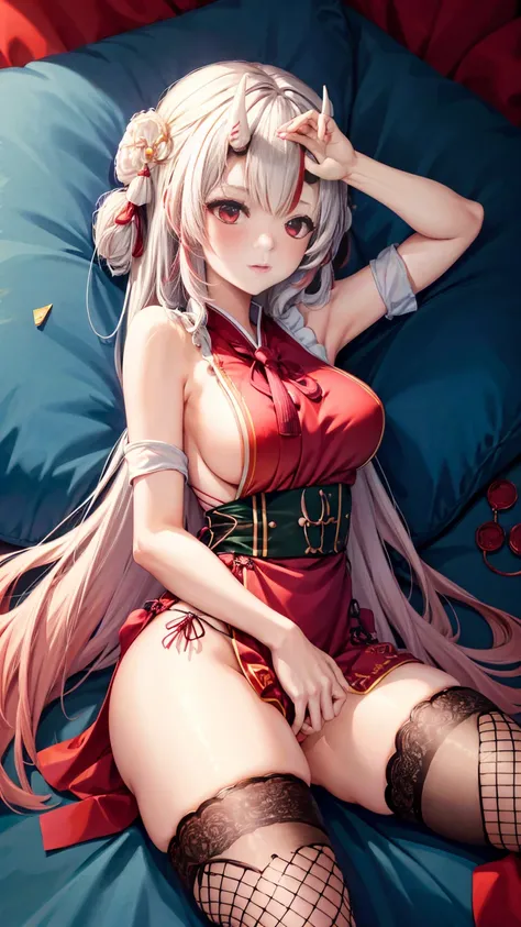 Anime girl sitting on chair, cute anime waifu in beautiful dress, azur lane style, Guweiz in Pixiv ArtStation, trending on artstation pixiv, Guweiz on ArtStation Pixiv, Anime goddess, onmyoji, trending on cgstation , anime style4 K, Guviz, perfect body, pe...