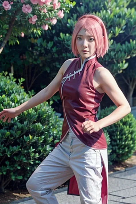 Real life adaption of this character,Asian teen beauty , realistic same hair, realistic outfit, realistic light, realistic shadow, hyper realistic, realism, realistic background,(photorealistic:1.2),green eyes color.
Sakura / Sakura Haruno (Sakura Haruno) ...