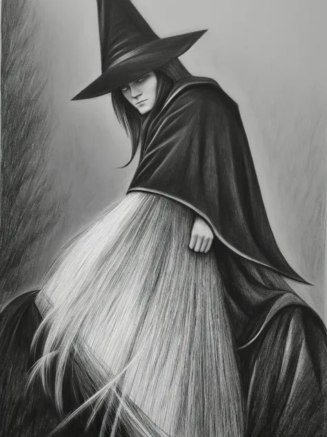 charcoal pencil drawing, black and white drawing, 4k, The Wizard