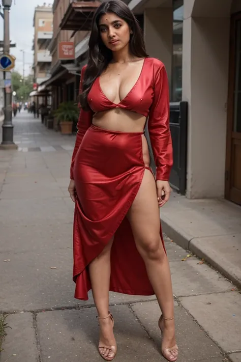 Hot Indian women 30yr old  big breast full body high red heel Indian dress 