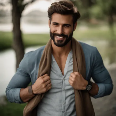 Hombre calvo sin pelo, barba corta y camisa gris posando para una foto,sonriente, tatuajes, hombre tatuado, hombre atractivo, hombre guapo, hombre atractivo, hermoso rostro atractivo, hermoso y atractivo, joven atractivo, Hombre delgado con piel bronceada ...