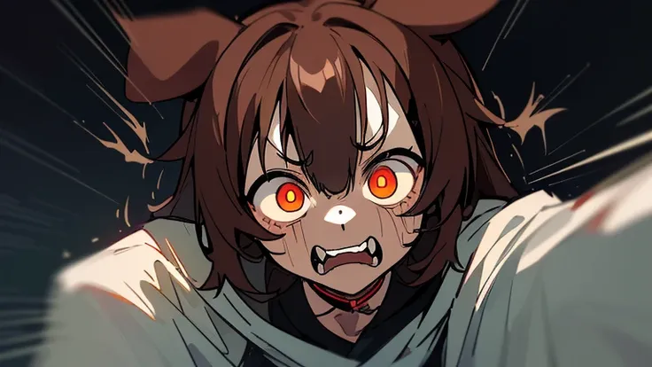 (highest quality), 1 girl, :d, head tilt, inugami korone, brown hair, dog ears,((dark forest)),((Horror Live)),(She is holding a flashlight),((She has a terrified look on her face:1.5)),(She&#39;s on the run from a killer:1.5),