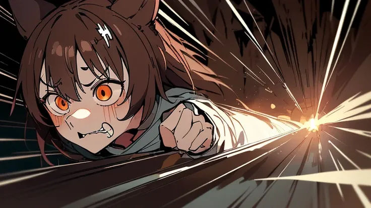 (highest quality), 1 girl, :d, head tilt, inugami korone, brown hair, dog ears,((dark forest)),((Horror Live)),(She is holding a flashlight),((She has a terrified look on her face:1.5)),(She&#39;s on the run from a killer:1.5),full body,