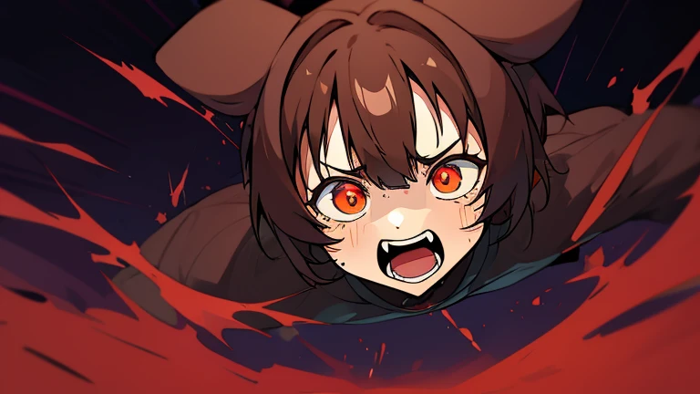 (highest quality), 1 girl, :d, head tilt, inugami korone, brown hair, dog ears,((dark forest)),((Horror Live)),(She is holding a flashlight),((She has a terrified look on her face:1.5)),(She&#39;s on the run from a killer:1.5),full body,