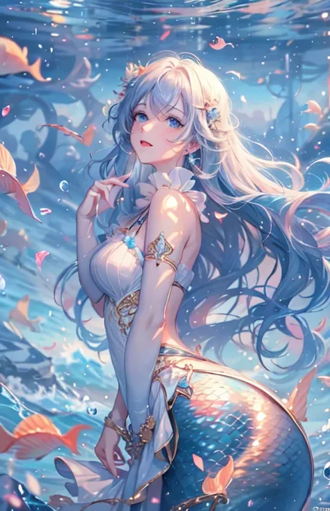 ((highest quality)), ((masterpiece)), (get used to it), perfect face , beautiful girl , Mermaid Girl , in the beautiful sea , in the beautiful sea ,