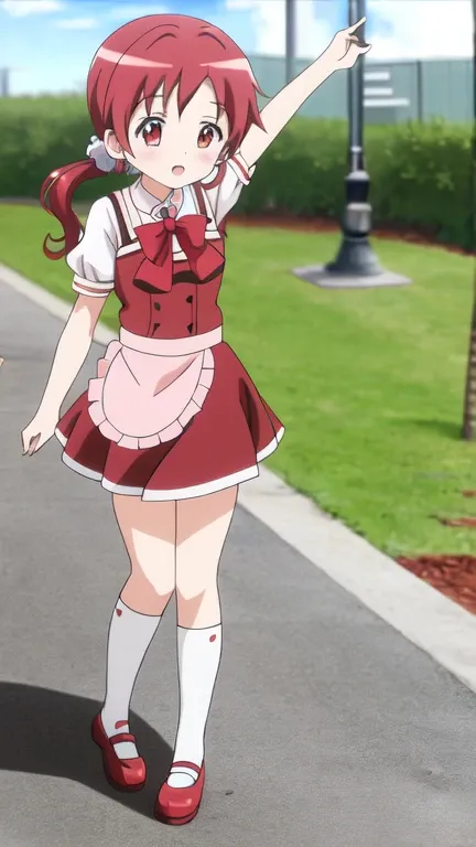 natsu megumi, 8K, masterpiece, disorganized, anime,(Cute red maid outfit),