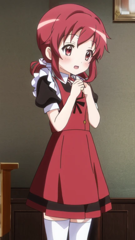 natsu megumi, 8K, masterpiece, disorganized, anime,(Cute gothic red maid outfit:1.3),