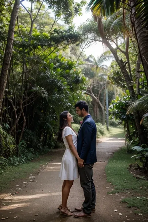 casal na natureza com cachueiras