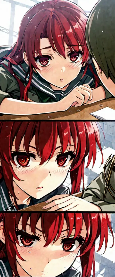 anime girl 1, soldier, high school girl, red hair, conjunctivitis, girl’s frontline 