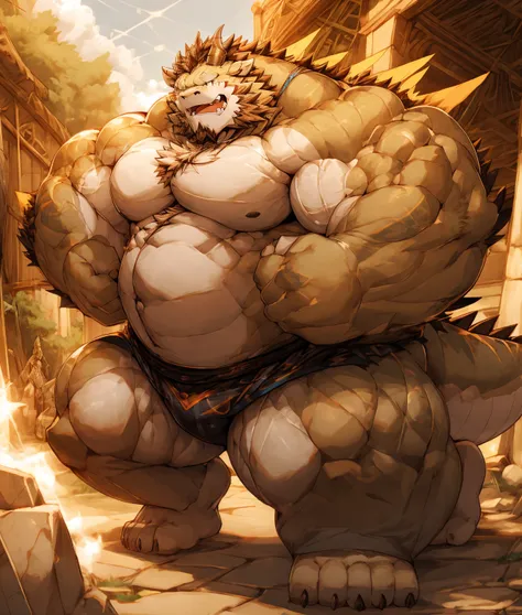 

A white dragon orc，Physically strong，muscular，Like a born strong man。His skin looks healthy and fair.，Muscle and fat intertwined，Create a unique skin texture，Complete and powerful。

His arms are as strong as iron pillars，chiseled muscles，Seems to contain...