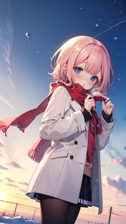 、、Shyness、blush、embarrassing、blush、、、lift the skirt、、顔をscarfで隠す、wear a coat、snow原、snow像、snow、cold、scarf、scarfを巻く、降snow高解像度、Full HD、8K quality、、、droopy eyes、、、eye highlights、lively eyes、clear eyes、beautiful eyes、、口元をscarfで覆う、、look down、avert your eyes、embar...