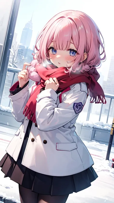 、、Shyness、blush、embarrassing、blush、、、lift the skirt、、顔をscarfで隠す、wear a coat、snow原、snow像、snow、cold、scarf、scarfを巻く、降snow高解像度、Full HD、8K quality、、、droopy eyes、、、eye highlights、lively eyes、clear eyes、beautiful eyes、、口元をscarfで覆う、、look down、avert your eyes、embar...