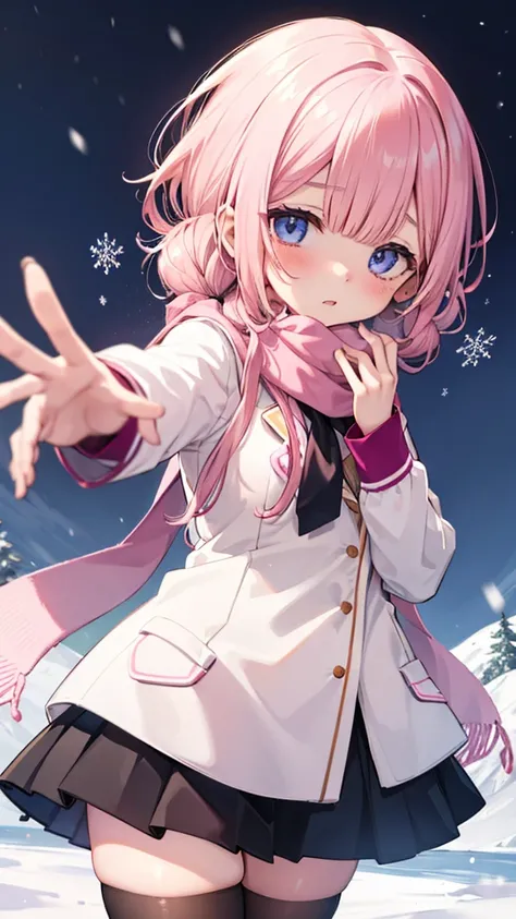 、、Shyness、blush、embarrassing、blush、、、skirt、snow原、、snow、cold、scarf、scarfを巻く、降snow高解像度、Full HD、8K quality、、、droopy eyes、、、eye highlights、lively eyes、clear eyes、beautiful eyeouth、avert your eyes、embarrassing、blush、、eye highlights、、、eye highlights、めちゃくちゃbeauti...