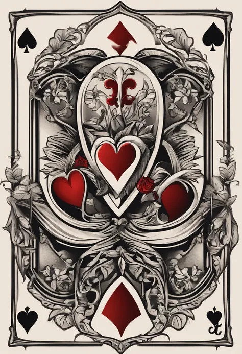 create a logo for a tattoo studio with the symbols of hearts and spades, playing cards