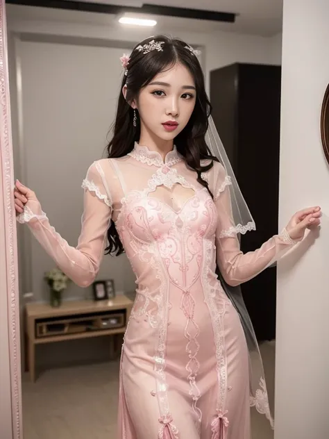 ((best quality)), ((masterpiece)), (detailed), perfect face, small breasts, ultra high resolution room, 8k, perfect body, hud, Ergonomic, small face, long eyelashes, Sparkling pink lips, eye for detail, clean skin, blemish-free face, asian beauty, 20 year ...