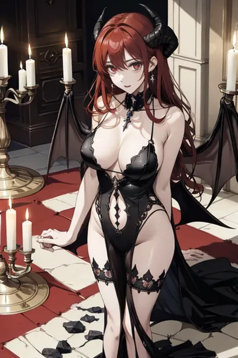 ((highest quality)), ((masterpiece)), (be familiar with), perfect face、The Enchanting Body of Celica（FE）、Red hair、best proportions、semi-long、necklace、bangle、Caster wheel、circlet、luxury accessories、first round、naked、Fallen into evil、Soul-draining、blank look...