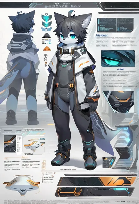 ((masterpiece)), (ultra detailed), (best quality), detailed background, (style of Science Fiction), (concept art, character sheet), game package, absurdres(highly detailed beautiful face and eyes)perfect anatomy(angelic handsome boy, kemono, child)(furry a...