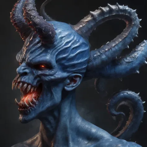 (best quality,4k,8k,highres,masterpiece:1.2),ultra-detailed,(realistic,photorealistic,photo-realistic:1.37),Cosmic horror, a giant demon from another dimension summoned from the magic circle, a deformed head with tentacles and twisted horns, a tremendous n...