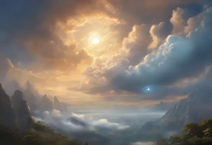 Best Quality, ​masterpiece, skyporn, stele, cloud, (Laughing sky:1.5), Message from the sky, Laughing sky, beautiful concept art, optic, Fantasyart, luminous sky