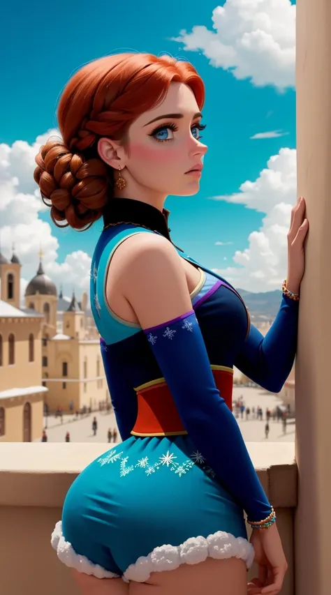 mujer, ((obra maestra, Mejor calidad)), vista de cuerpo completo, bombero, edificio en llamas,  reventando enormes pechos, piel detallada, Anna from Frozen as a bombero, red bombero clothes, muy detallado, cinematic lighting, ultra realista, rubor, mirando...