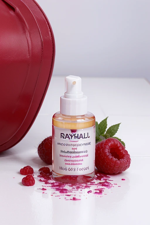 Make an image of a moisturizing cream with hyaluronic acid obtained from raspberries in an Airless Pump bottle that carries the brand name RaspHyal Essences