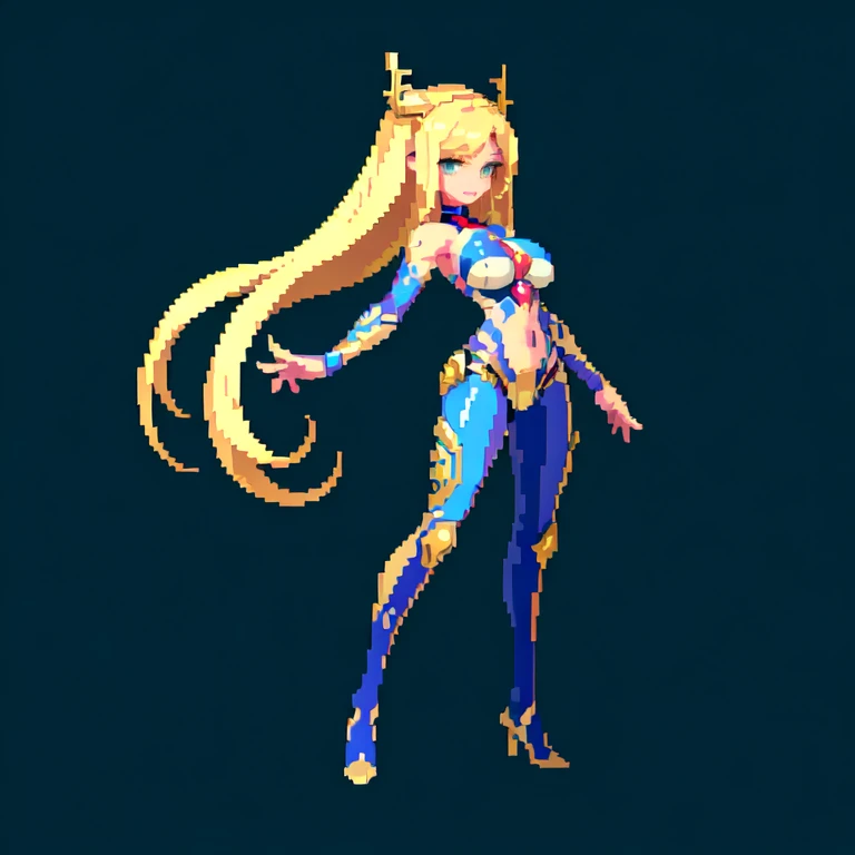 (masterpiece, top quality, best quality), pixel,pixel art,1girl with big chest,cyborg body,full body, 
 