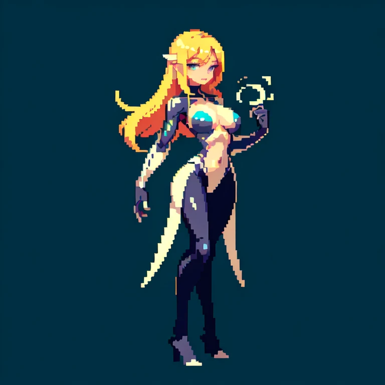 (masterpiece, top quality, best quality), pixel,pixel art,1girl with big chest,cyborg body,full body, 
 