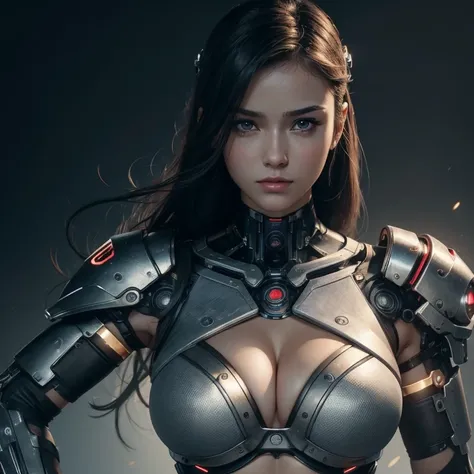 (masterpiece, top quality, best quality,4k,8k,HD,ultra HD), 1girl with cyborg body and big chest,upper body