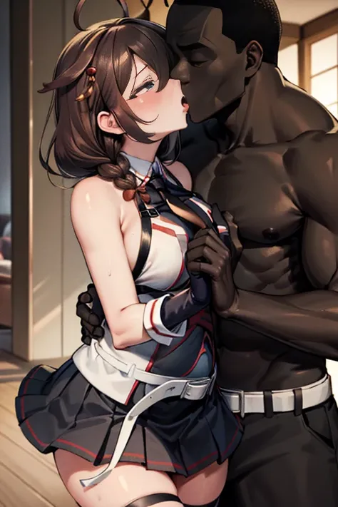 {perfect anatomy},((beautiful face:1.5)),((Pregnant: 0.8)), ((1girl, 1black man, kiss, old, groping:1.5))),(Ahegao, blush, Sweat, Open mouth, Rolling eyes, Tears, Tongue out,)(Parted lips),(Closed eyes),(Feeling weak), best quality, (8k, best quality, mast...