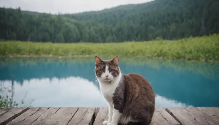 Blue Pond, Biei, Hokkaido、Cat