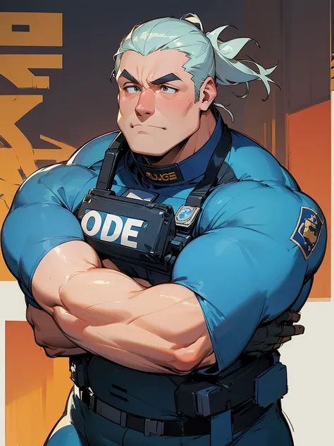 Daddy,fat body,muscle, police suit